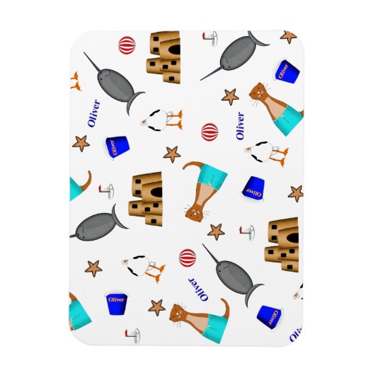 Oliver de Otter Zomer Strand vakantie patroon Magneet (Verticaal)