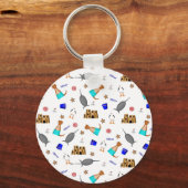 Oliver de Otter Zomer Strand vakantie patroon Sleutelhanger (Voorkant)