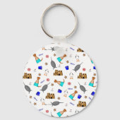 Oliver de Otter Zomer Strand vakantie patroon Sleutelhanger (Achterkant)