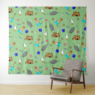 Oliver De Otter Zomer Strand Vakantie Patroon Wandkleed