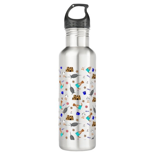 Oliver de Otter Zomer Strand vakantie patroon Waterfles (Voorkant)
