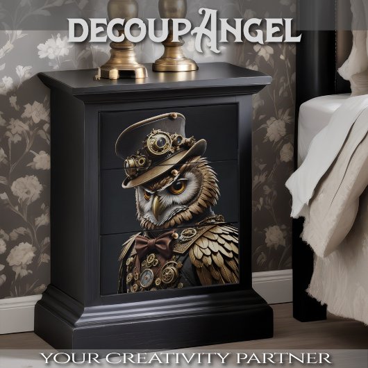 Oliver de Steampunk Uil - Decoupage - Tissuepapier