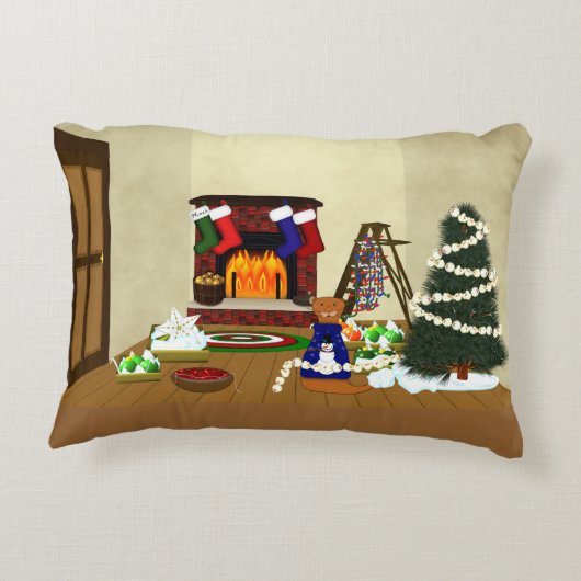 Oliver Decorates voor Kerstmis Accent Kussen (Achterkant)