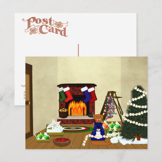 Oliver Decorates voor Kerstmis Briefkaart (Voorkant / Achterkant)