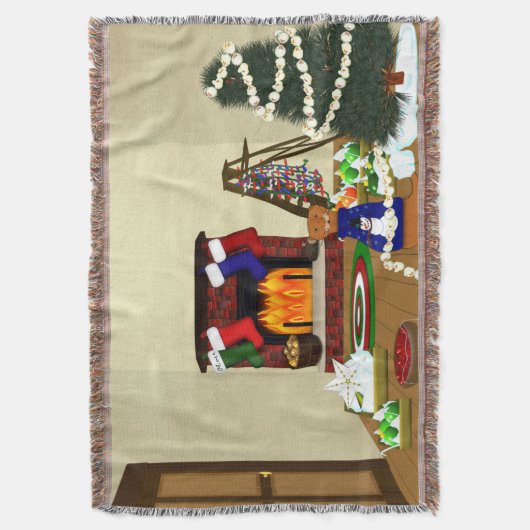 Oliver Decorates voor Kerstmis Deken (Voorkant Verticaal)