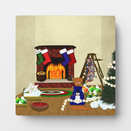 Oliver Decorates voor Kerstmis Fotoplaat (Voorkant)