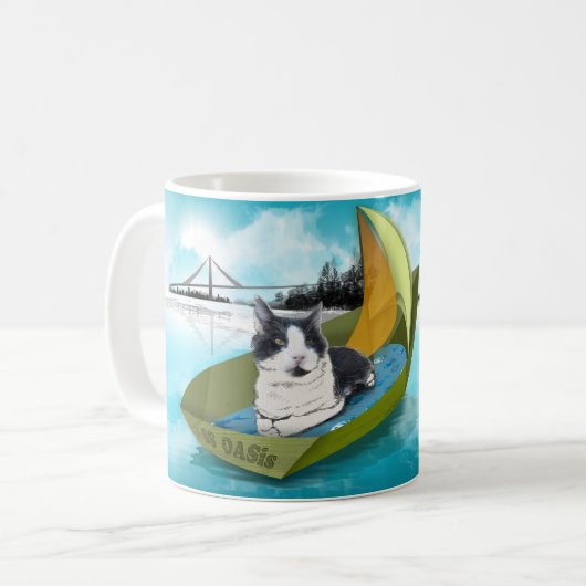 Oliver en de SS OAS (Cat in boot mok) Koffiemok (Voorkant links)