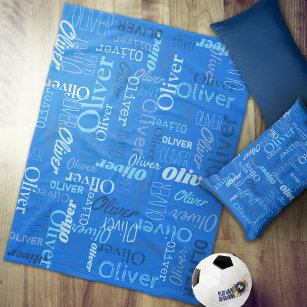 Oliver gepersonaliseerde naamtinten van blauw fleece deken