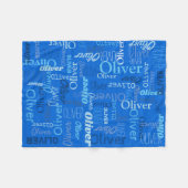 Oliver gepersonaliseerde naamtinten van blauw fleece deken (Voorkant (Horizontaal))