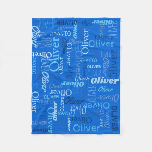 Oliver gepersonaliseerde naamtinten van blauw fleece deken (Voorkant)