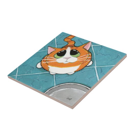 Oliver | Hungry Ginger Tabby Cat Art Tile Tegeltje (Zijkant)
