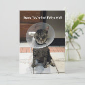 Oliver is niet goed katachtig - Cat Get Well Flat  Kaart (Staand voorkant)