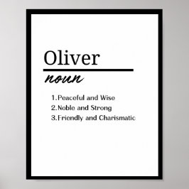 Oliver, jongen gepersonaliseerde naamsdefinitie poster