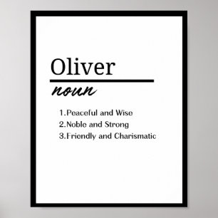 Oliver, jongen gepersonaliseerde naamsdefinitie poster