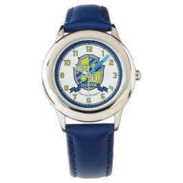 Oliver jongens noemen crest beer blauw groen horloge