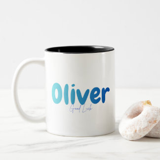 Oliver Naam Cadeau - Veel Succes - Persoonlijk Ont Tweekleurige Koffiemok