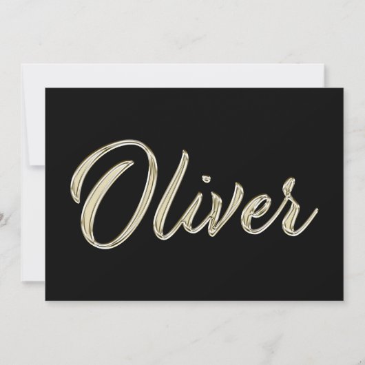 Oliver Name white gold Handwriting Karte Kaart (Voorkant)