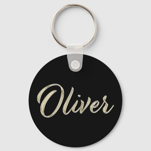 Oliver Name whitegold Button Schlüsselanhänger Sleutelhanger (Voorkant)