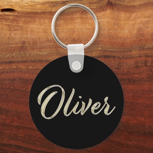 Oliver Name whitegold Button Schlüsselanhänger Sleutelhanger (Voorkant)