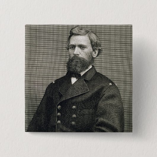 Oliver Otis Howard (1830-1909), gegraveerd door Ro Vierkante Button 5,1 Cm (Voorkant)