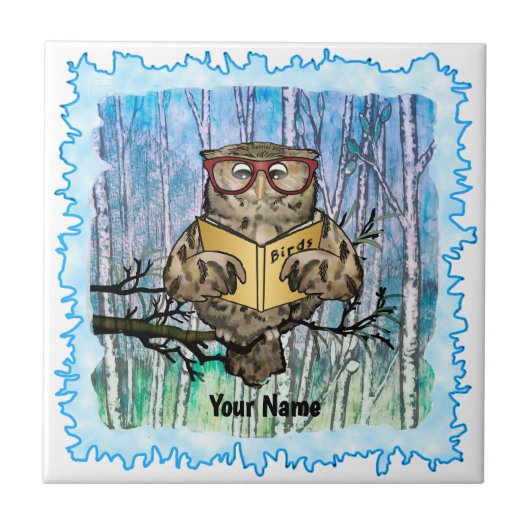Oliver Owl Reads tile Tegeltje (Voorkant)
