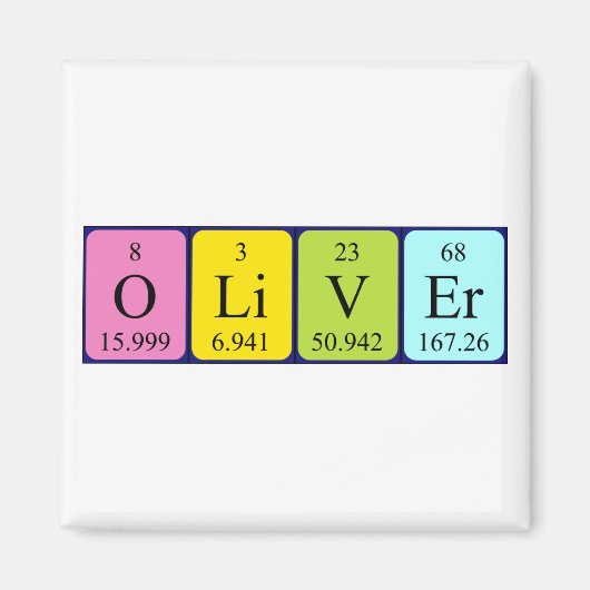 Oliver periodieke table name magnet (Voorkant)