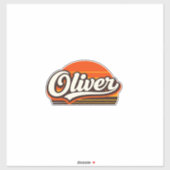 Oliver Retro Sunset Personalized Name Design Sticker (Vel)