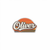 Oliver Retro Sunset Personalized Name Design Sticker (Voorkant)