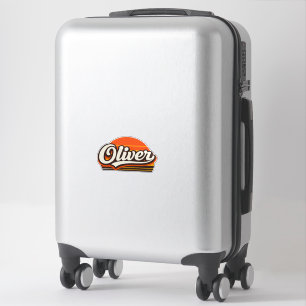Oliver Retro Zonsondergang Persoonlijke Naam Ontwe Sticker