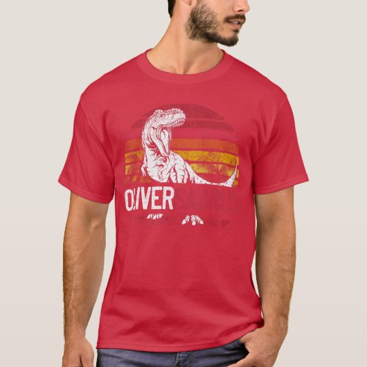 Oliver Saurus Funny Personalized Dinosaur Re Name  T-shirt (Voorkant)