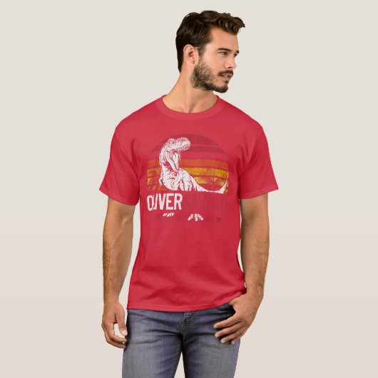 Oliver Saurus Funny Personalized Dinosaur Re Name  T-shirt (Voorkant volledig)