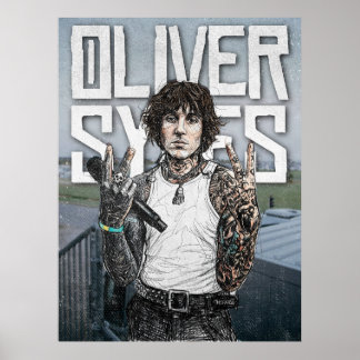 Oliver Sykes Illustratie – Rockster Portret Kunst Poster