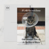 Oliver The Cats Cone of Shame Briefkaart (Voorkant / Achterkant)