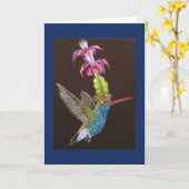 Oliver the hummungbird wenskaart kaart (Gele Bloem)