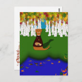 Oliver The Otter bij de rivier de Wolf Lake in het Briefkaart (Voorkant / Achterkant)