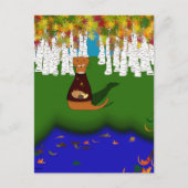 Oliver The Otter bij de rivier de Wolf Lake in het Briefkaart (Voorkant)