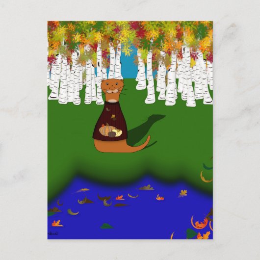 Oliver The Otter bij de rivier de Wolf Lake in het Briefkaart (Voorkant)