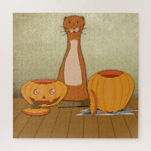 Oliver The Otter Carves a Pumpkin Legpuzzel (Verticaal)