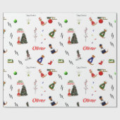 Oliver The Otter Christmas Random Pattern Cadeaupapier (Vlak)