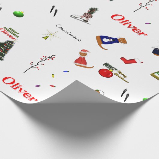 Oliver The Otter Christmas Random Pattern Cadeaupapier (Hoek)