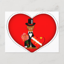 Oliver The Otter in Heart - Valentijnsdag Cerami Briefkaart