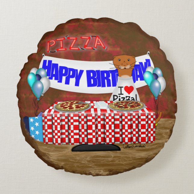 Oliver The Otter is 6 Years Old. Happy Birthday Rond Kussen (Voorkant)