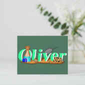 Oliver The Otter is op het strand Briefkaart (Staand voorkant)