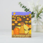 Oliver The Otter kiest een pompoen Briefkaart (Staand voorkant)