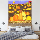 Oliver The Otter kiest een pompoen Canvas Afdruk (Insitu (Slaapkamer))