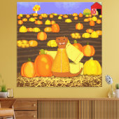 Oliver The Otter kiest een pompoen Canvas Afdruk (Insitu (Woonkamer))