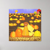 Oliver The Otter kiest een pompoen Canvas Afdruk (Voorkant)