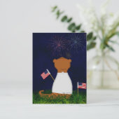 Oliver the Otter kijkt vuurwerk Briefkaart (Staand voorkant)