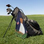 Oliver the Otter kijkt vuurwerk Golfhanddoek (Groen)