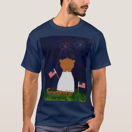 Oliver the Otter kijkt vuurwerk T-shirt (Voorkant)
